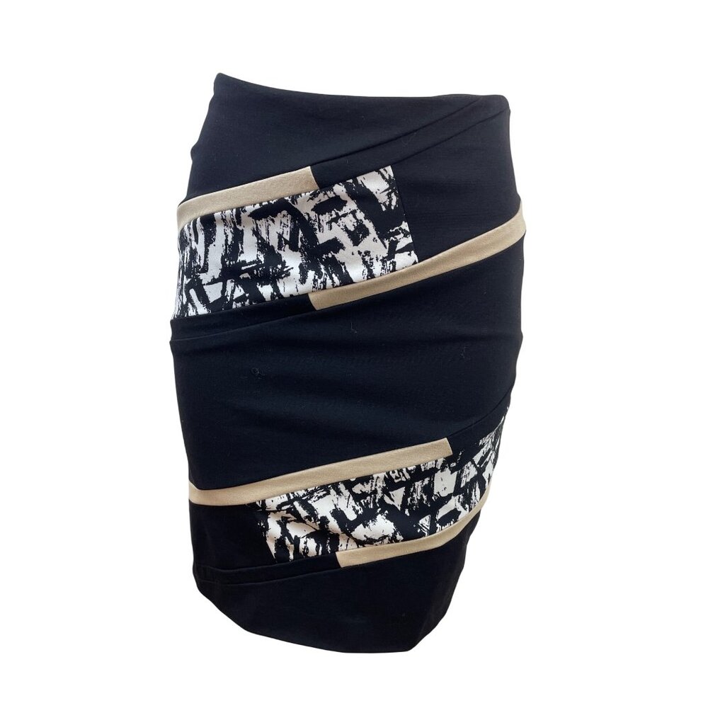 White House Black Market Womens Black Abstract Print Pencil Skirt Size 2